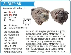���������. 28V/110A, �� ������ 11 ������ TGA/TGL/TGS/TGX/Bus Krauf ALB8871AN ALB8871AN ����