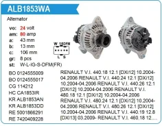 ���������. 28V/80A, B12/FH12/FM, Magnum/Kerax Motorherz ALB1853WA ALB1853WA ����