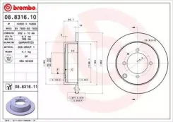 ���� ����. ���.262x10 4 ���. Mitsubishi Galant 92-01/Space Runner/Wagon 91-99 Brembo 08831611 08831611 ����