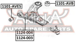 ����������� ��������� ������ ������ Chevrolet AVEO T200, T250, T300 2003- ASVA 1101-AVB 1101AVB ����