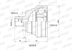 ���� ������� 33/30 ����� ����/��� AUDI�80�89, ��89Q, ��8A, ��B3��1990. �08- Inko 301010 301010 ����