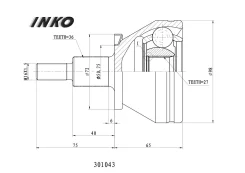 ���� ������� 36/27 ����� Volkswagen�POLO�9N_�1. �9�TDi�96�kW�2004. �07- Inko 301043 301043 ����