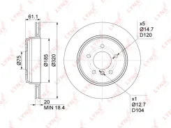 ���� ��������� ������������� 320x20 ��� BMW 5E60/E61 2.0-3.0 04-10 / 6E63/E64 3.0 04-10 LYNX BN1011 BN1011 ����