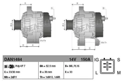 ��������� 14V 150A Toyota Land Cruiser Prado 09- Denso DAN1484 DAN1484 ����