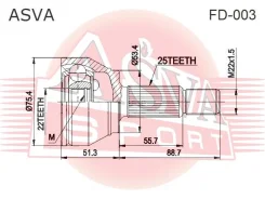 ���� �������� 22�52.9�25 FORD Fiesta/Fusion ASVA FD-003 FD003 ����