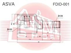���� ���������� ����� 30X40X36 FORD Transit 06-19 ASVA FDID-001 FDID001 ����