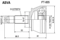 ���� �������� 22x47x22 FIAT Albea 2006- ASVA FT-005 FT005 ����