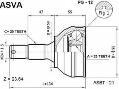 ���� �������� 23x56x25 Peugeot Peugeot205/306/405/409, �Citroen BX/ZX ASVA PG-12 PG12 ����