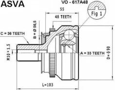 ���� �������� 33x56.5x36 Volvo Volvo S70/S80 2.0 ASVA VO-617A48 VO617A48 ����