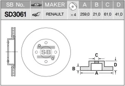 ���� ��������� �������� Renault Clio/Megane/R19 1.4-1.9TDi 90 Sangsinbrake SD3061 SD3061 ����