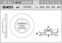 ���� ��������� �������� Toyota Prius 1.5 03-09 Sangsinbrake SD4013 SD4013 ����