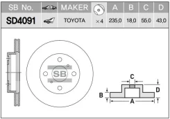 ���� ��������� �������� Toyota Yaris 1.0-1.4D 99 Sangsinbrake SD4091 SD4091 ����