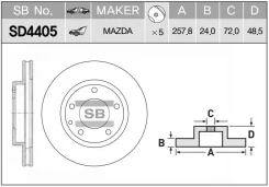 ���� ���������, �������� MZ 626 GE, GF, GV 92-02, MX6 GE 92-98, Premacy CP 99-05, Xedos CA 92-00 Sangsinbrake SD4405 SD4405 ����