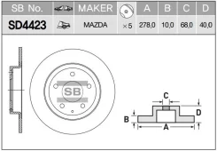 ���� ���������, ������ MZ 6 13- Sangsinbrake SD4423 SD4423 ����