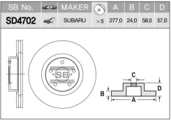 ���� ���������, �������� SU Forester SF, SG, SH 97-, Impreza GC, GD, GG, GR, GF 94-, Legacy BC, BF, BD, BE, BH, BG 91- Sangsinbrake SD4702 SD4702 ����