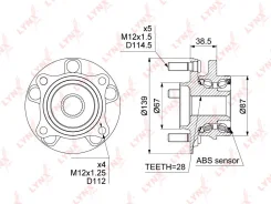 ������� ������ ����� ����/��� Mitsubishi Grandis NA_W 03-10 / Lancer Evolution X CZ4A 07-14 +ABS LYNX WH1025 WH1025 ����