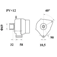 ��������� ����� ������� ������� 24� 90� c� ������ 12 ������ Mahle MG822 MG822 ����