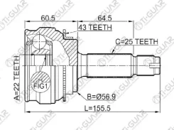 ���� �������� /TI-GUAR ��� Mitsubishi Lancer Cedia 2000-, Wagon CS2W /ABS /22*57*25; TG-7237Z43; (MI-037A43) MR567003 0410CSA43 Tiguar TG7237Z43 TG723...