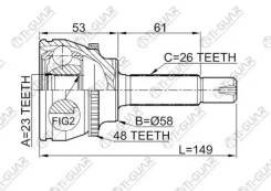 ���� �������� /TI-GUAR ��� Toyota Corolla Fielder, Spacio 1NZFE NZE120 /ABS /23*58*26; TG-9554Z48; 0110054A48 329151A 4346019795 CO7517A JCT0060A TO05...