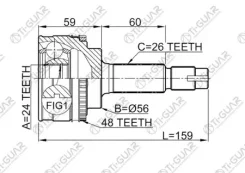 ���� �������� /TI-GUAR ��� Toyota Avensis CDT220 1Cdftv 1999-2003 /� ABS /24*56*26; TG-9556Z48; 0110056A48 329137A 4341005280 4341005310 4342005140 CO...