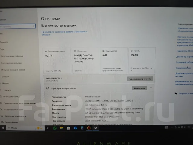 Dell Alienware. 15.6", ��� 16 ��, ���� 512���, WiFi: 1, Bluetooth: 1, ����������� �� 1��. ����