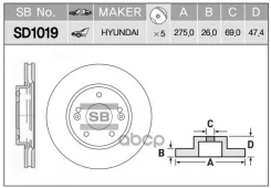 ���� ��������� �������� (275�26) 5 ��� Sangsin Brake SD1019 SD1019 ����