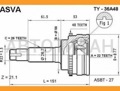 ���� ������� | ����� ����/��� | Toyota/ Corolla II/ Tercel/ Corsa EL5#/22*56*26 �� [TY36A48] TY36A48 ����