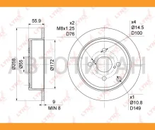 ���� ��������� ��������������� (258x9) | ��� | Toyota Corolla(E12) 1.4-1.8 02-07 [BN1140] BN1140 ����