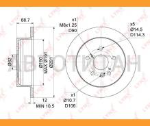 ���� ��������� ��������������� (291x12) | ��� | Toyota Avensis Verso 2.0D-2.4 01-09 / Estima/Previa 2.0-3.0 00-05 / Alphard 2.4-3.0 03-08 [BN1147] BN1...