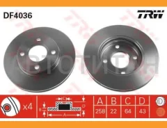 ����. ���� ���. ����. [258x22] 4 ���. FORD Fiesta IV 1,0-1,6-16v/1,8D 95-01/02, Focus 1,4-2,0-16c/1,8D 10/98-, Mazda 121 III 3/96- DF4036 ����