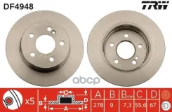 ���� ��������� Mercedes W204 180-200 07- ������ D 278��. TRW ���. DF4948 DF4948 ����