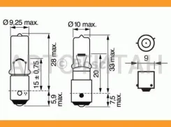 ����� (H6W) 12V 6W BAX9s ���������� ��� ���������� ����� � ������������ 1987302232 ����