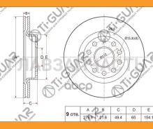 ���� ��������� /�������� /TI-GUAR ��� AUDI A3 S3 2008-2013, Scoda Octavia 2004-2013; 280/22��; TG-1K0615301AK RN1179 1K0615301AC 1K0615301AC [TG1K0615...