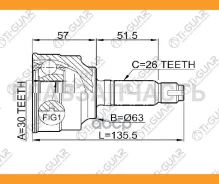 ���� �������� /TI-GUAR ��� Honda Accord CL7 2003-2006, Civic FD2 2006- K20A7 K24A4 /30*63*26; TG-4460; (HO-060) 44305SDET00 44305SDCA00 44014SNG000 [T...