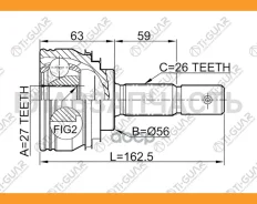 ���� �������� /TI-GUAR ��� Toyota Camry 1989-1993, Vista Celica /27*56*26; TG-9512; (TO-E012A TO-012A48 Tgcvj0021) 4341020670 JCT0048A CO7513 [TG9512...