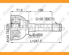 ���� �������� /TI-GUAR ��� Toyota Land Cruiser FJ80, HDJ80, HZJ80 1989-1998 1HDFT 1HDT 1HZ 1FZFE /24*59*30; TG-9530; (TOE030 TO030 0110030) 4340560070...