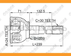 ���� �������� /TI-GUAR ��� Toyota LAND Cruiser 105 1HZ, 1FZ 1998- /24*59*30; TG-9557; 0110057 6202215 4340560030 4340560050 4340560120 CO7543 TO057 [T...