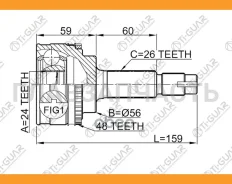 ���� �������� /TI-GUAR ��� Toyota Avensis CDT220 1Cdftv 1999-2003 /� ABS /24*56*26; TG-9556Z48; 0110056A48 329137A 4341005280 4341005310 4342005140 CO...