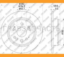 ���� ��������� /������ Ti-GUAR ��� Honda CR-V 2002-2006 RD4; D=282mm �=9mm; TG-BDS0056; 42510S9AN00 ST42510S9AN00 42510S9A000 [Tgbds0056] TGBDS0056 ��...