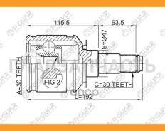 ���� ���������� /TI-GUAR ��� Toyota Prado 120 2002-2009 GRJ12# KDJ12# RZJ12# TRJ12# VZJ12#; 30*47*30; TG-CVJ0018; (429086 CI-3721 TO-630) 0111GRJ120 4...