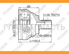 ���� �������� /TI-GUAR ��� AUDI A3 2009-2021, Volkswagen GOLF 2012-2020, Skoda Octavia 2013- / 27*59.6*36; TG-CVJ0060; 151786 1710Q3 1K0498099G [Tgcvj...