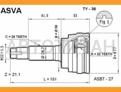 ���� �������� 22x56x26 Toyota : Corolla2 Tercel Corsa EL51 4E-FE EL53 (91-94) [TY36] TY36 ����