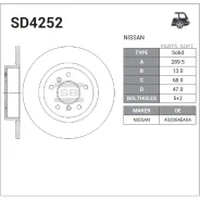 ���� ��������� ������ Nissan Qashqa II 13- SD4252 Sangsin Brake SD4252 SD4252 ����
