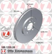 ���� ��������� ! �����. 288x25/34-5x100 Audi A3, VW Bora/Golf 1.8T/2.3/1.9TDi 96 [178Zimmermann100123520] 100123520 ����