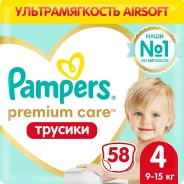 ����������-������� Pampers Premium Care ������� ������ 4, 58 ��������, 9��-15�� ����