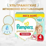 ���������� ������� Pampers Premium Care 4 ������, 9-15 ��, 76 ��, ������������ ����