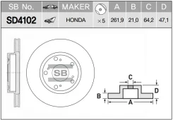 ���� ��������� �������� Honda Civic VII/VIII SD4102 Sangsinbrake SD4102 SD4102 ����