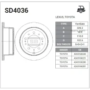���� ��������� ������ Lexus LX470, Toyota LAND Cruiser 100 SD4036 Sangsin Brake SD4036 SD4036 ����