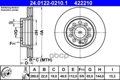 ���� ����. AUDI A3/VW GOLF V, Caddy 2003= Ate ���. 24.0122-0210.1 24012202101 ����