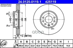 ����. ���� ���. ����. [288x25] 5 ���. OPEL Vectra B 1,6-2,5/2,0Di 10/95-03, Calibra A 2,0/2,0T/2,5 6/90-7/97 Ate ���. 24-0125-0119-1 2 �� 24012501191...